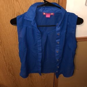 Blue cute button up shirt!